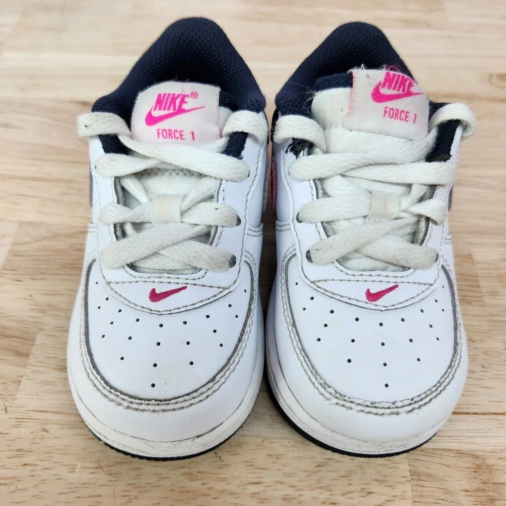 Nike Force 1 Toddler Shoes Size 6C White Obseidian Pink (CZ1691-109)